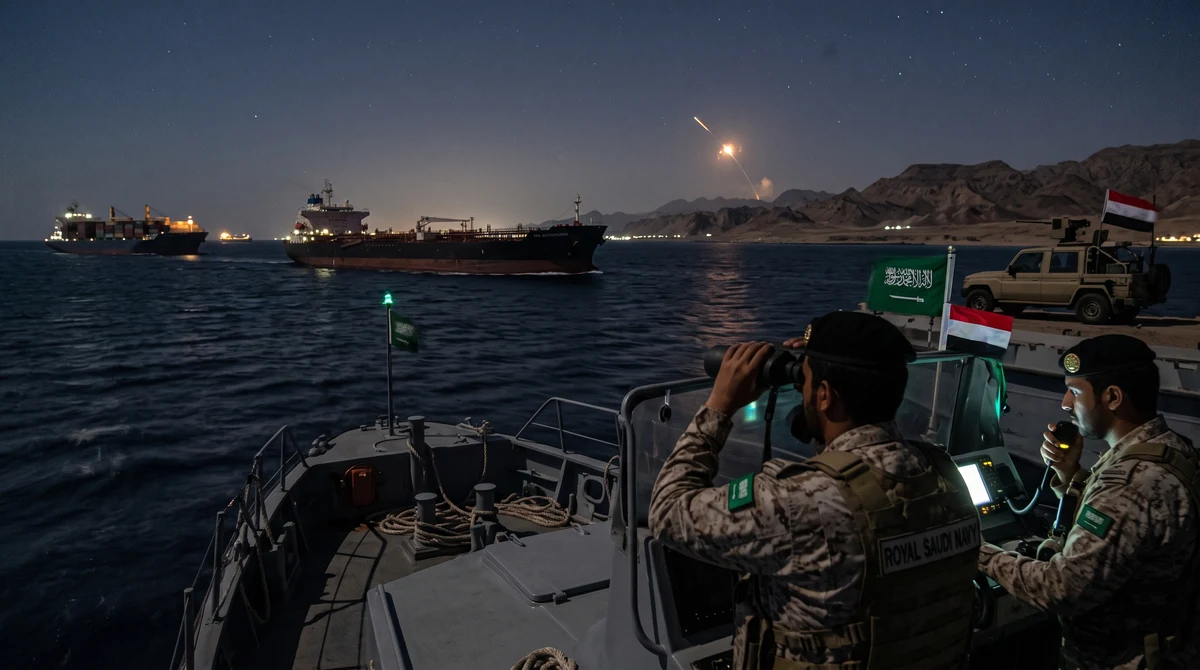 Търговски кораби край Червено море на фона на военното напрежение между хусите и Саудитска Арабия