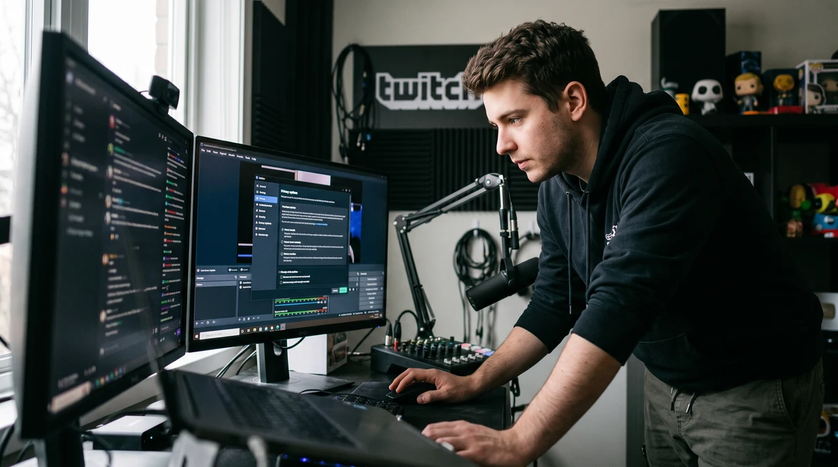 Стриймър проверява настройката Training for Generative AI в Twitch
