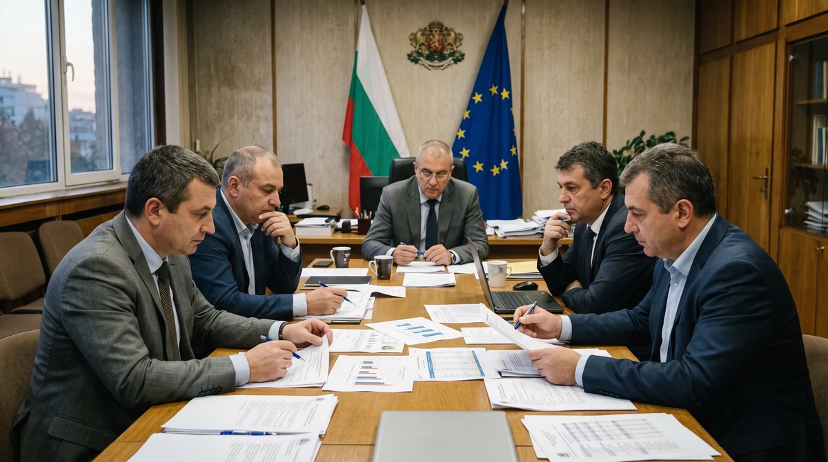 Бюджетни документи и финансови графики в държавна институция до знамената на България и Европейския съюз