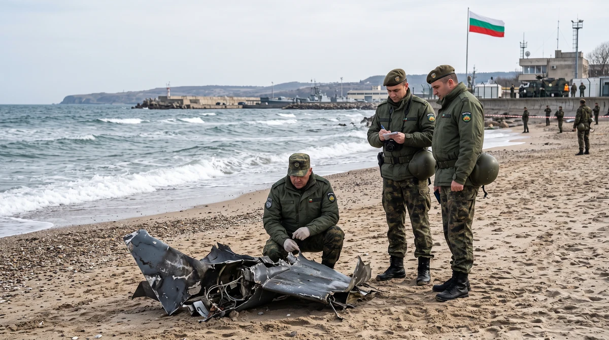Военнослужещи проверяват фрагмент от безпилотен апарат на плаж по българското Черноморие