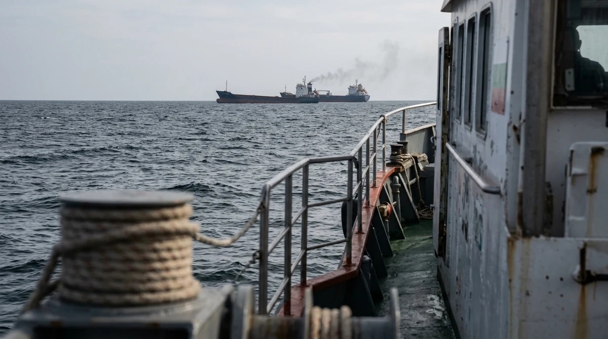 Илюстративен морски спасителен съд край повреден търговски кораб в Черно море.